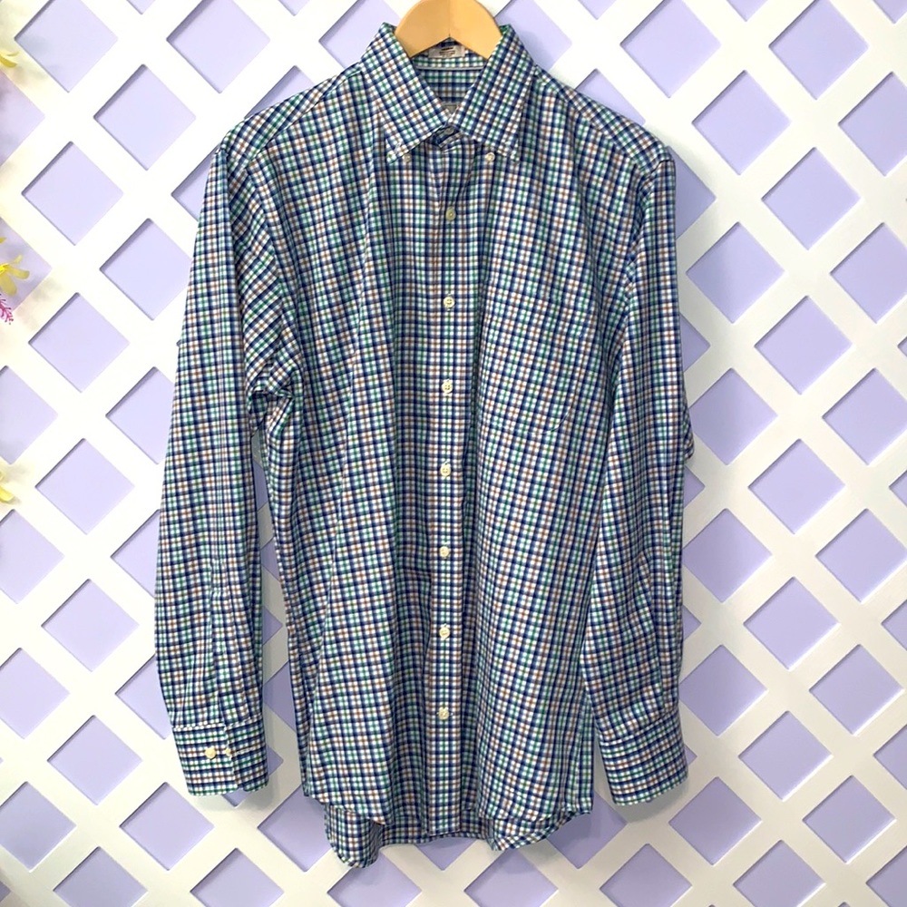 Peter Millar NanoLuxe Plaid Dress Shirt M